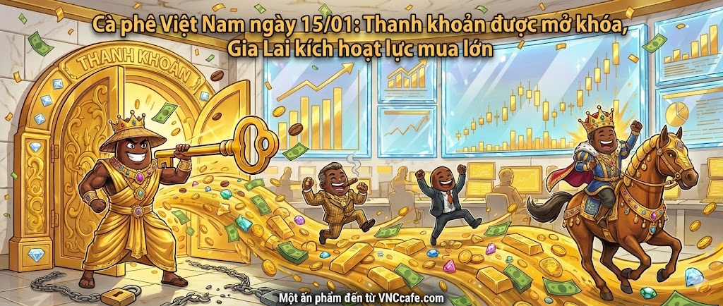 Cà phê Việt Nam ngày 15/01: Thanh khoản được mở khóa, Gia lai kích hoạt lực mua lớn